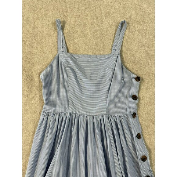 Urban Outfitters Women’s Large Midi Dress Flair Button Side Slit Summer Halter - Picture 5 of 15